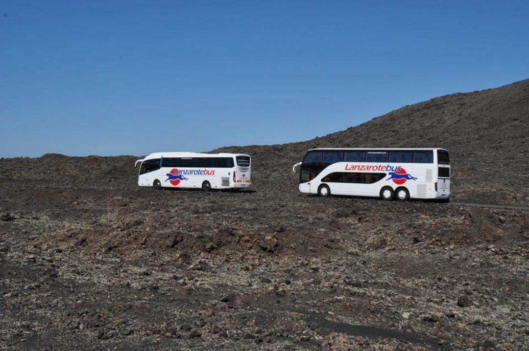 Guaguas de Lanzarote Bus en Timanfaya.