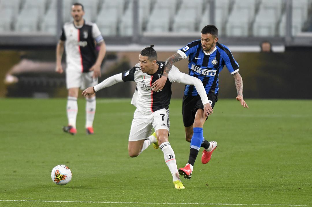 Cristiano Ronaldo, en el partido entre la Juventus y el Inter celebrado a puerta cerrada.