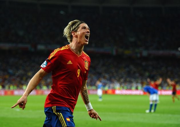 Fernando Torres tras marcar en la final de la Eurocopa 2012.