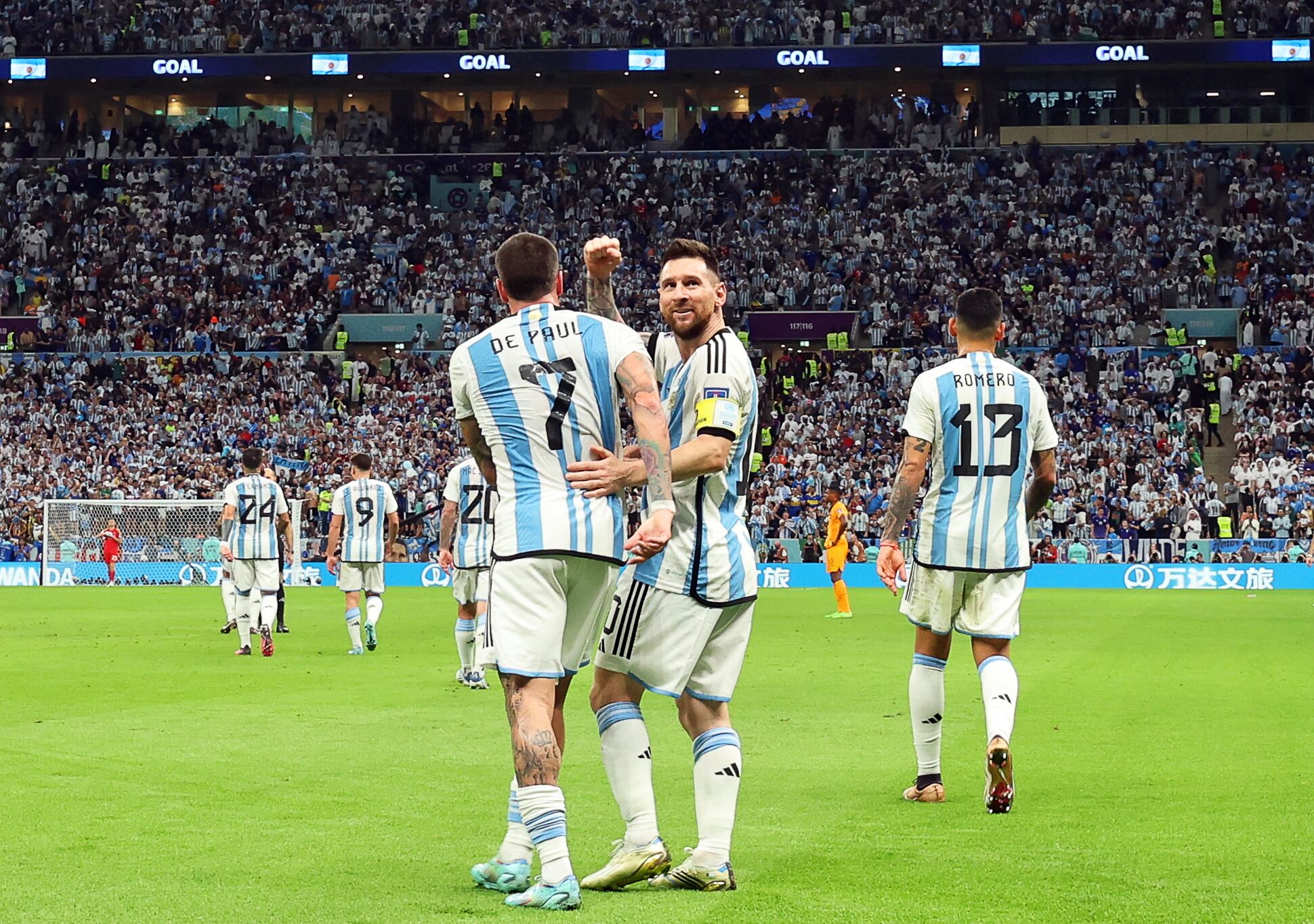 Lionel Messi celebra el 0-1, nacido de su asistencia, ante Países Bajos