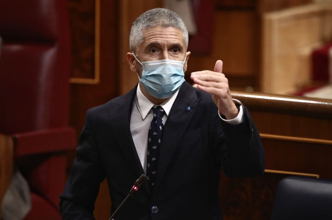 Fernando Grande-Marlaska durante uan intervención en el Congreso de los Diputados. 