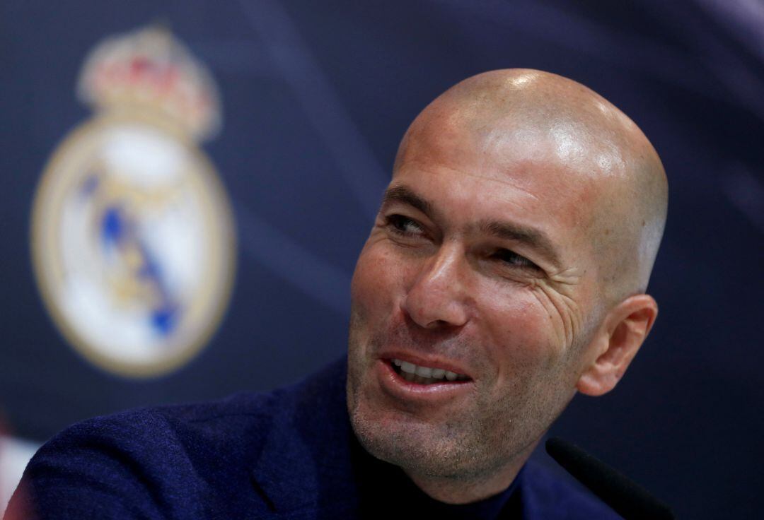 Zidane, durante su última rueda de prensa en el Real Madrid. 