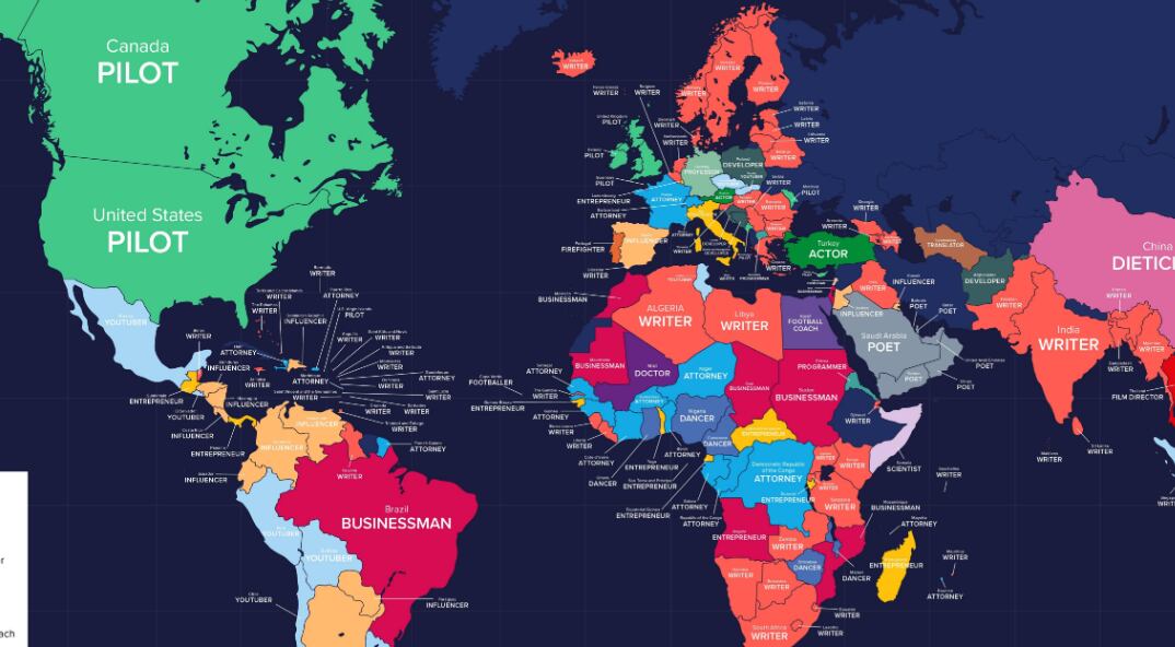 El mapa muestra los &quot;trabajos soñados&quot; basándose en las búsquedas de Google