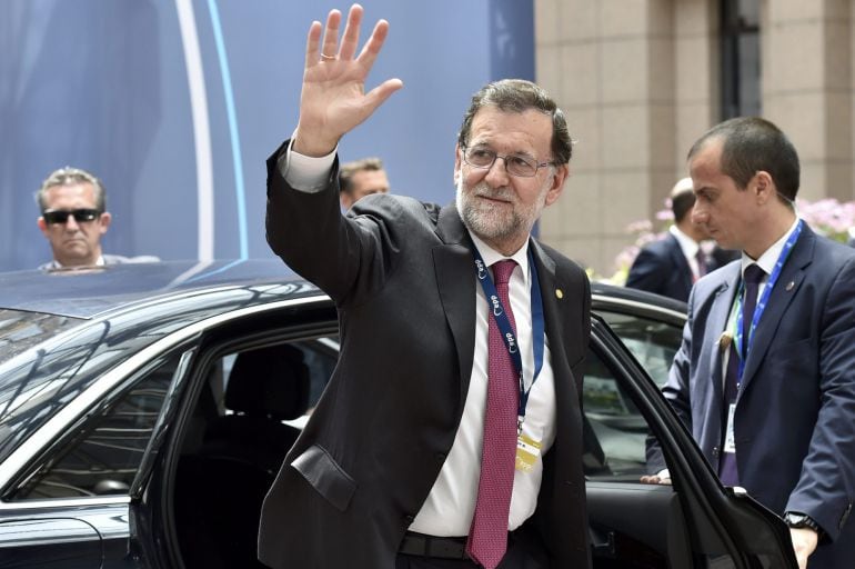 El presidente español en funciones Mariano Rajoy a su llegada al Consejo Europeo celebrado en Bruselas