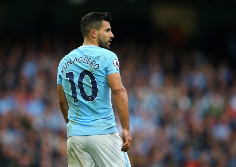 El Kun Agüero durante un partido de Premier League contra el Crystal Palace. 