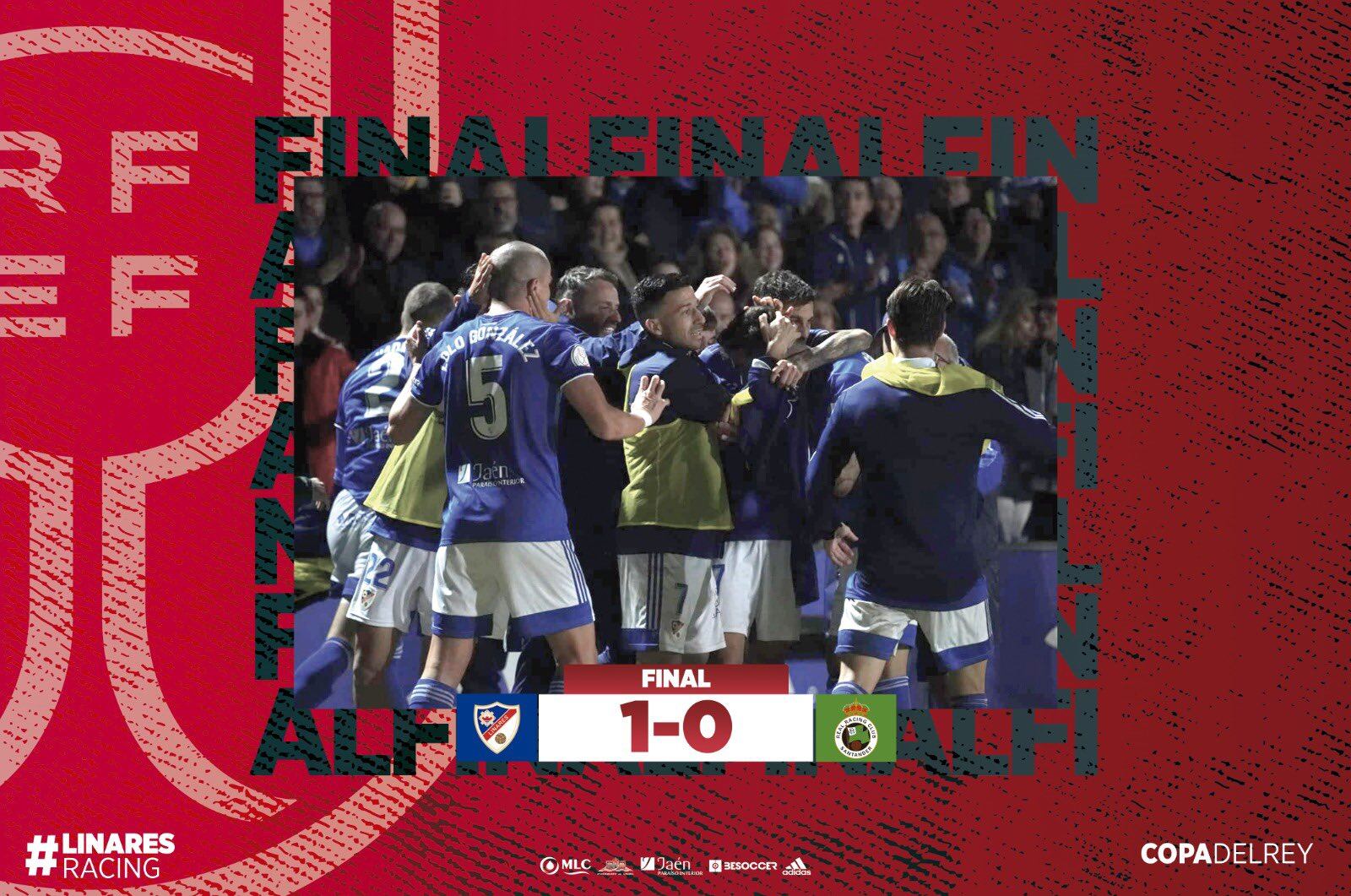 Imagen en redes sociales, del Linares Deportivo, tras finalizar el duelo copero ante el Racing de Santander.