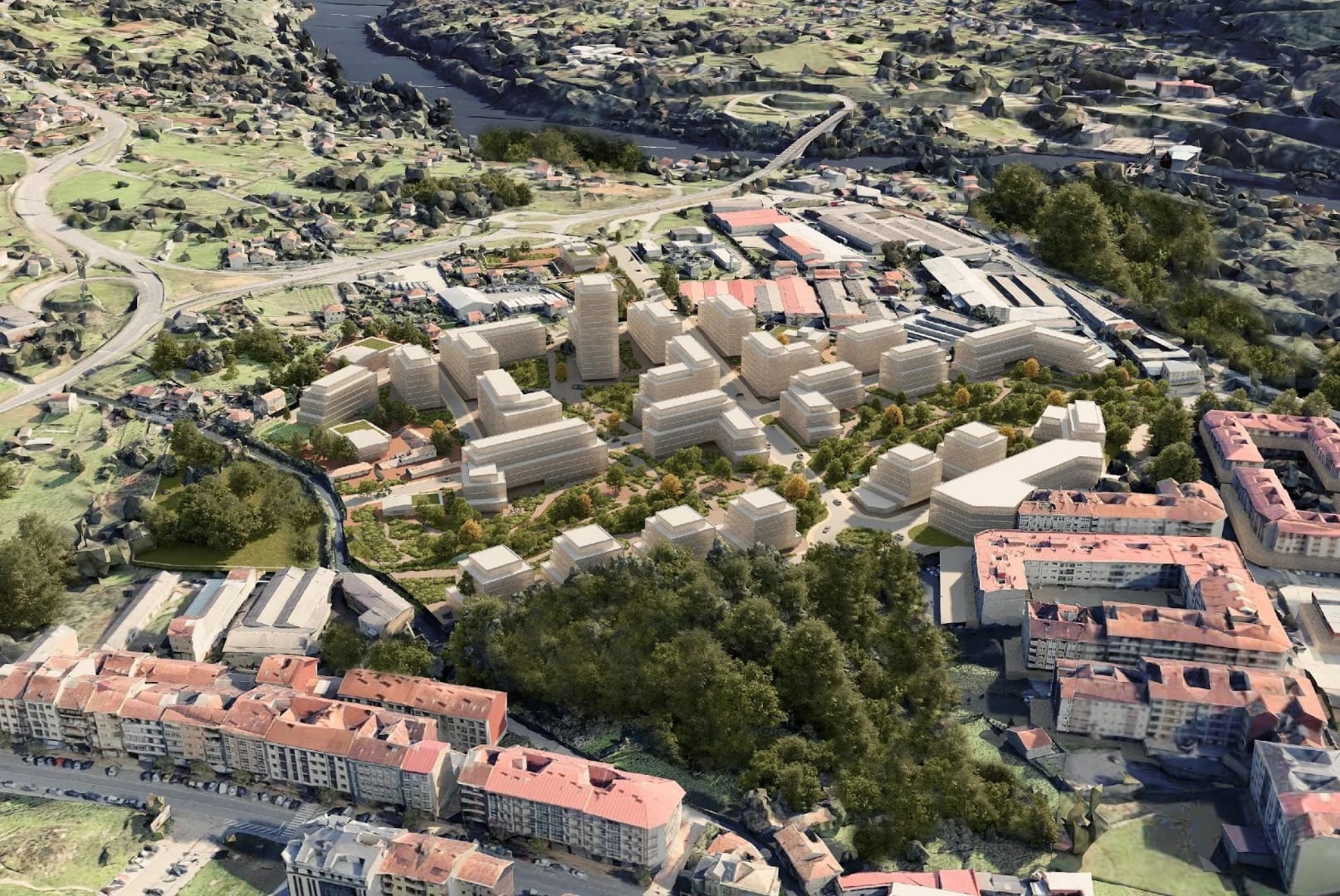 Infografía del proyecto que la Xunta pretende ejecutar en el barrio ourensano de O Vinteún