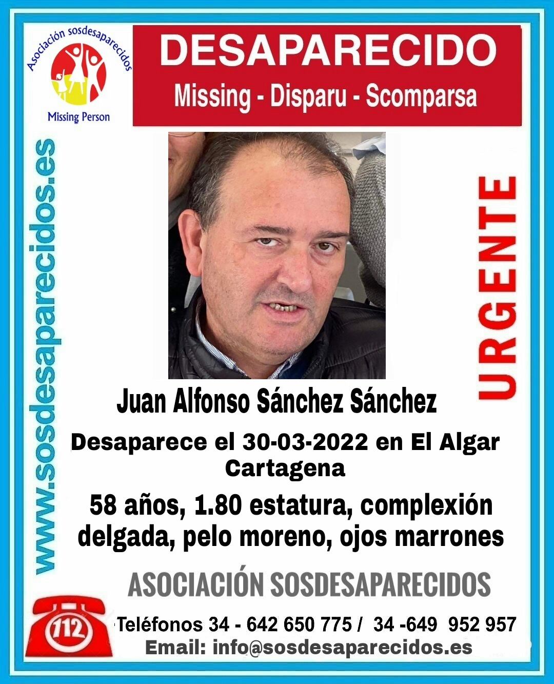 Cartel difundido en redes con detalles del desaparecido