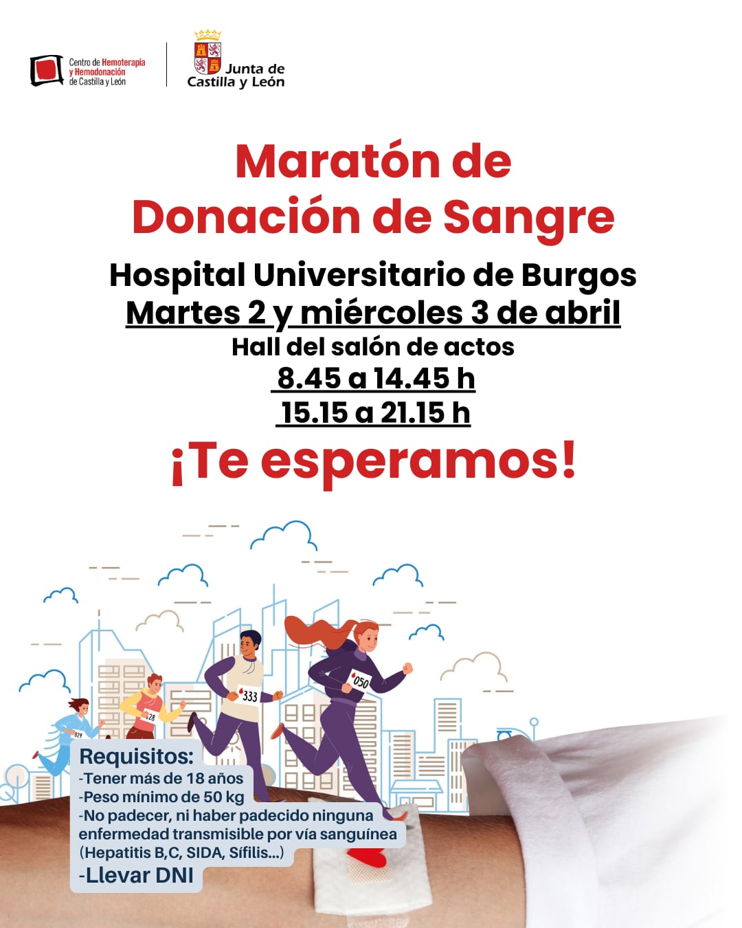 Cartel Maratón Donación de Sangre en el HUBU