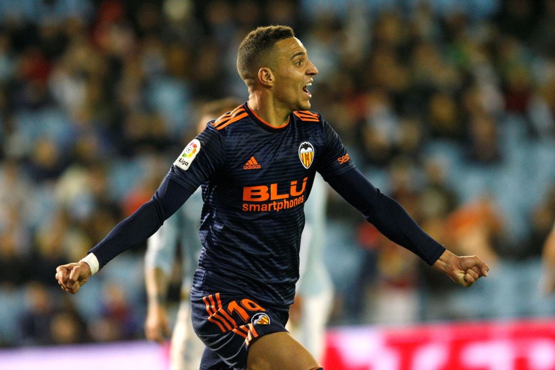 Rodrigo celebra su gol contra el Celta