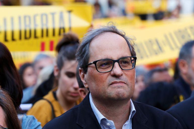 Quim Torra, dijous passat, en una concentració de suport als presos a Barcelona