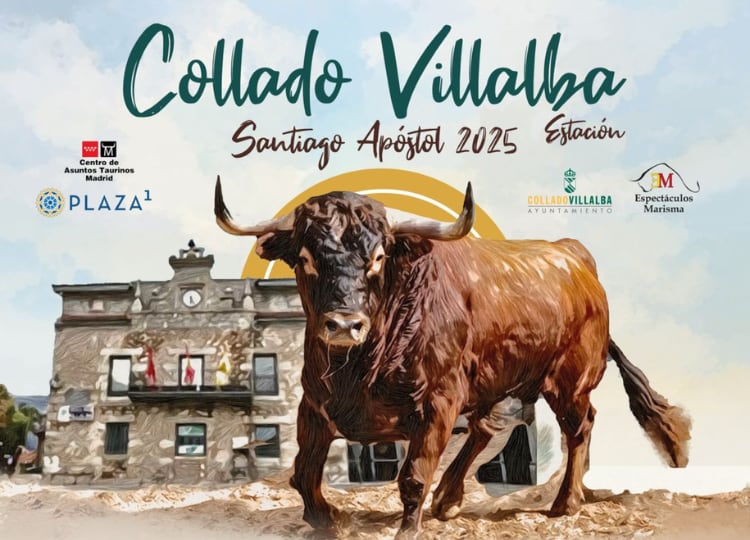 Cartel de las actividades taurinas de las Fiestas de Santiago Apostol 2025 de Collado Villalba