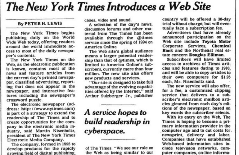 &#039;The New York Times&#039; anuncia el lanzamiento de su web. 