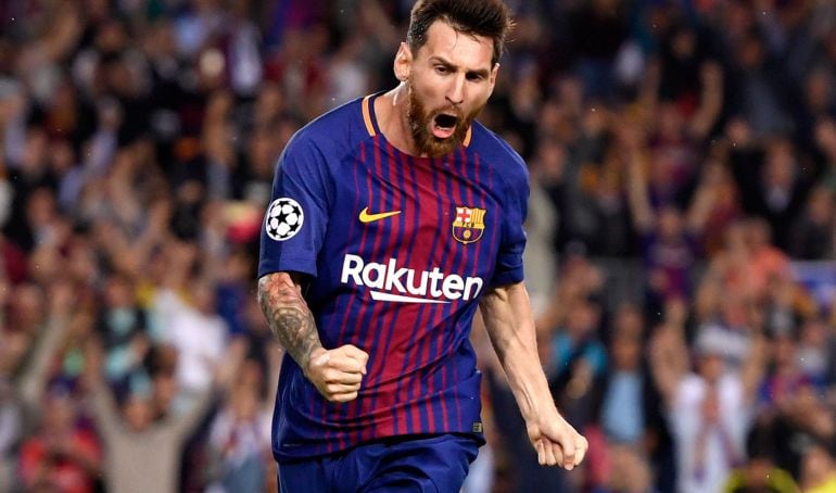 Messi celebra su gol a la Juventus.