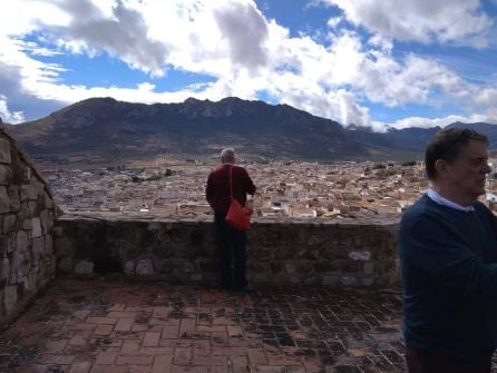 Los visitantes observan vista panorámica desde la Torre Sur