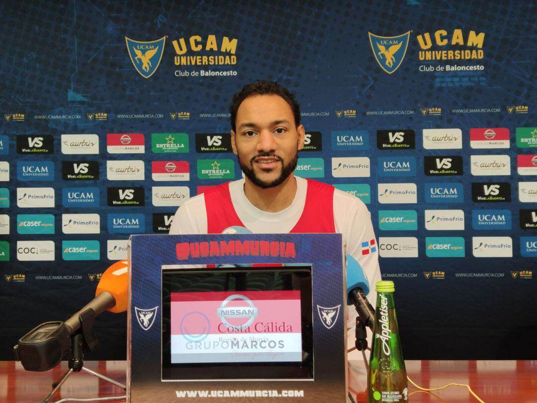 Sadiel Rojas, capitán del UCAM Murcia CB, en sala de prensa