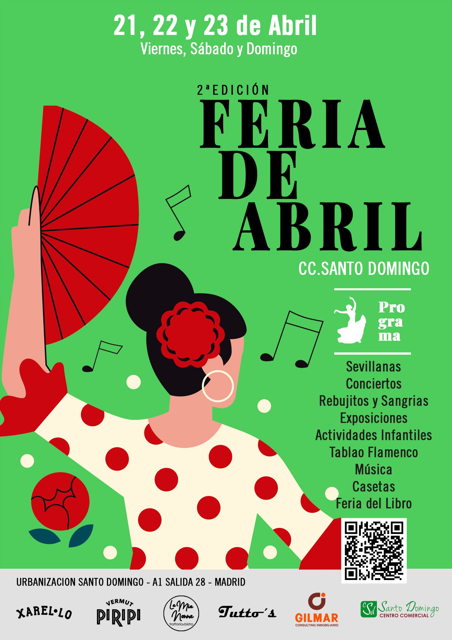 Del 21 al 23 de abril, en el aparcamiento frente a la Parroquia Santo Domingo de la Calzada y la zona de restauración del propio centro, habrá carpas, luces, actividades lúdicas y espectáculos de baile, además de contar también con la feria del libro