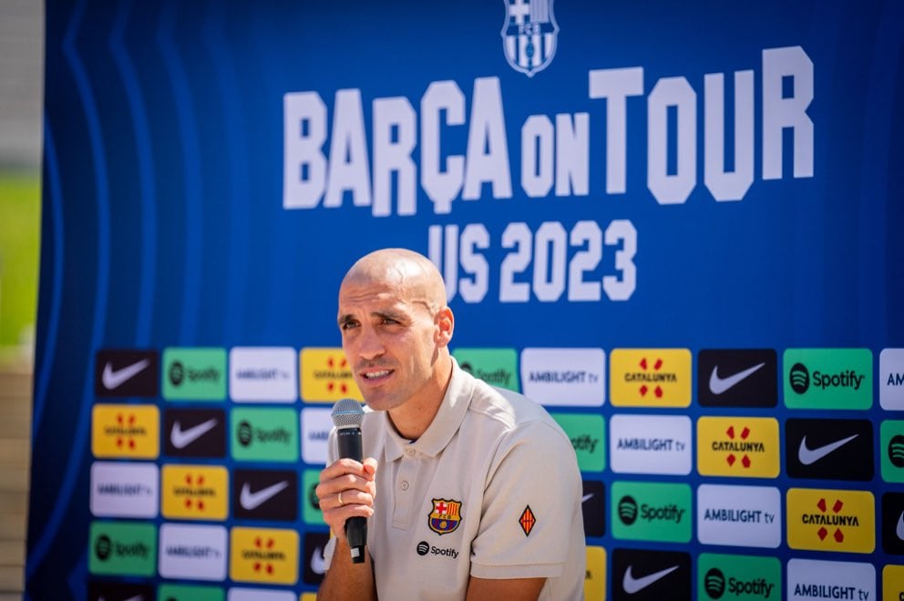 Oriol Romeu, durante su presentación oficial con el Barça