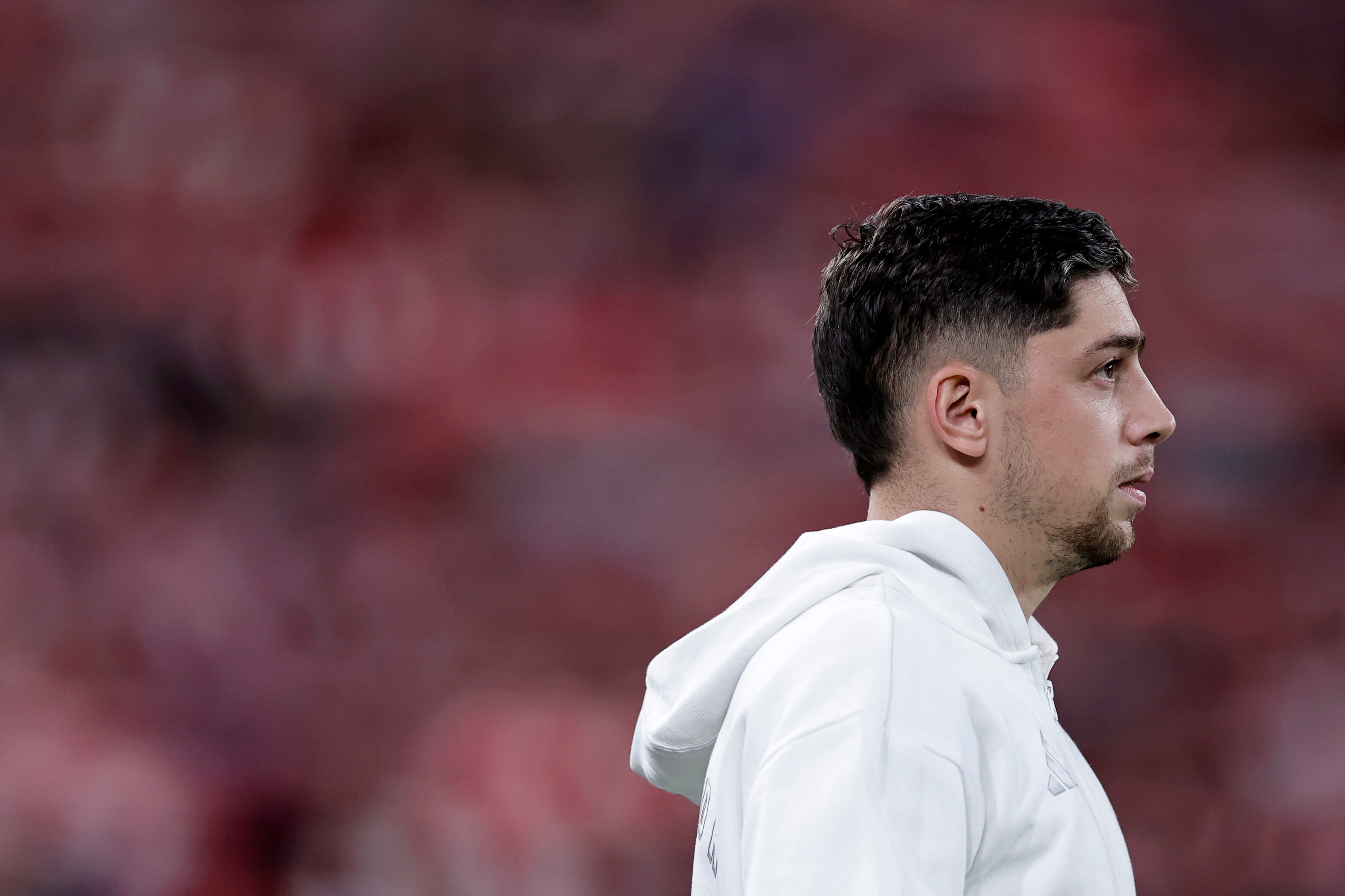 Fede Valverde, en la previa del partido entre Athletic Club y Real Madrid de Liga disputado en San Mamés