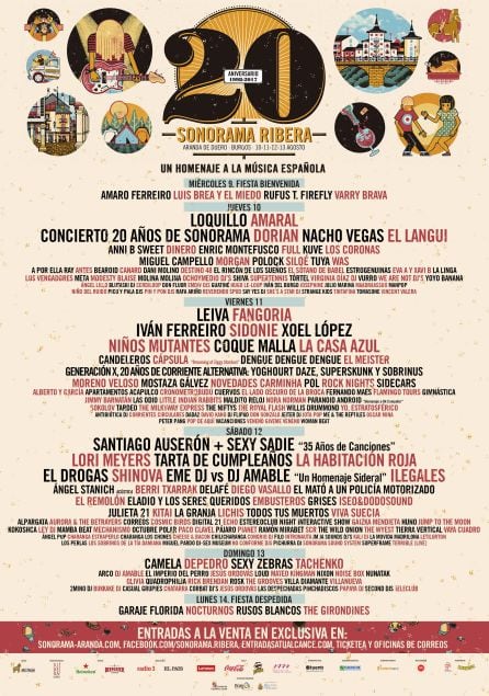 Cartel del 20 aniversario de Sonorama, en 2017