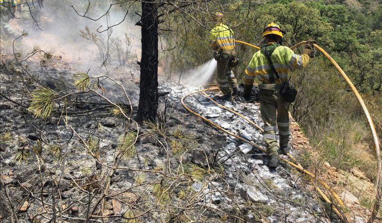 Labores de extincion de un incendio