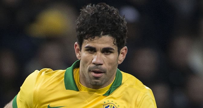 Diego Costa, durante uno de los amistosos que ha disputado con Brasil