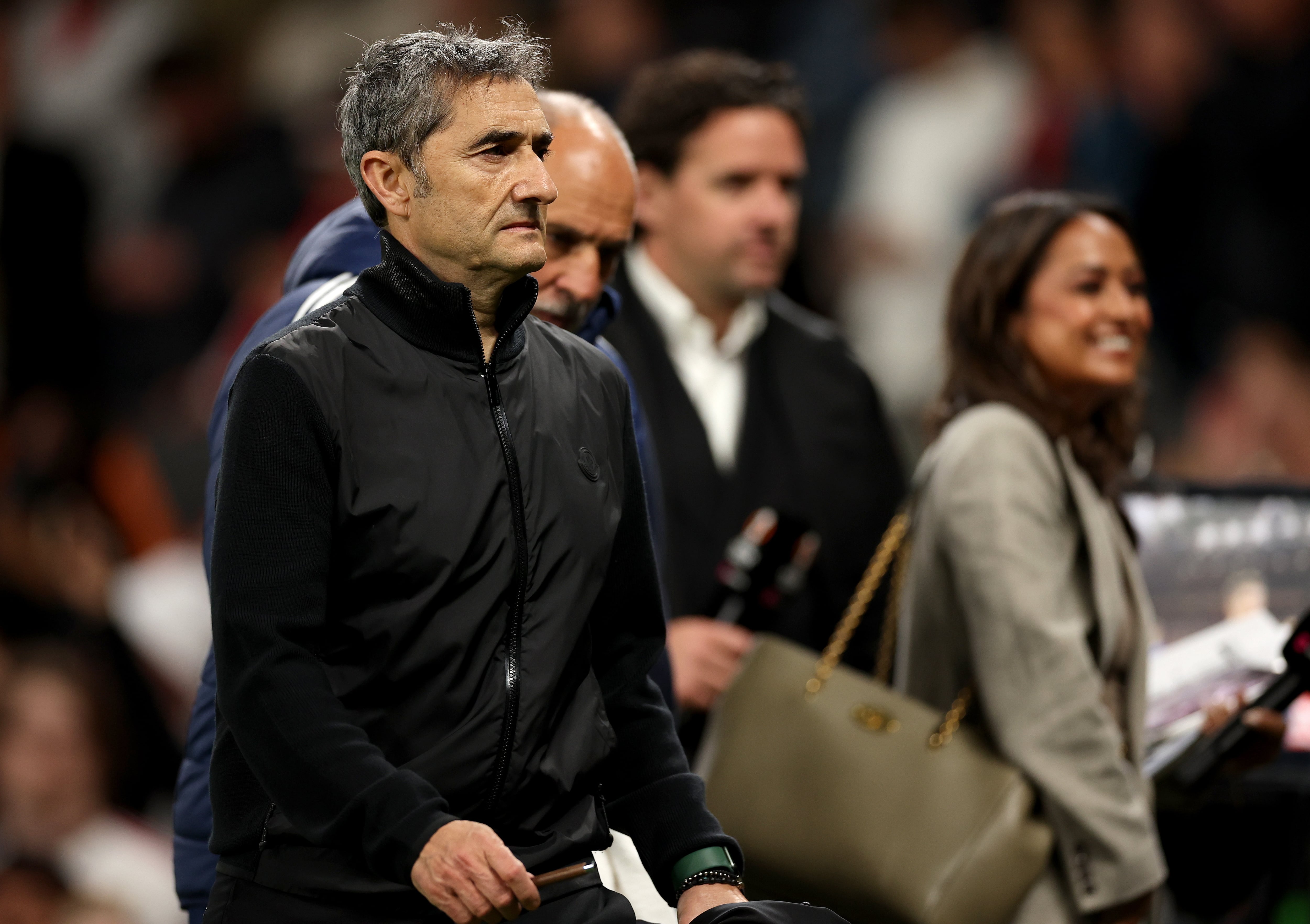 Ernesto Valverde, en la banda de Old Trafford durante el partido de la Europa League ante el Manchester United