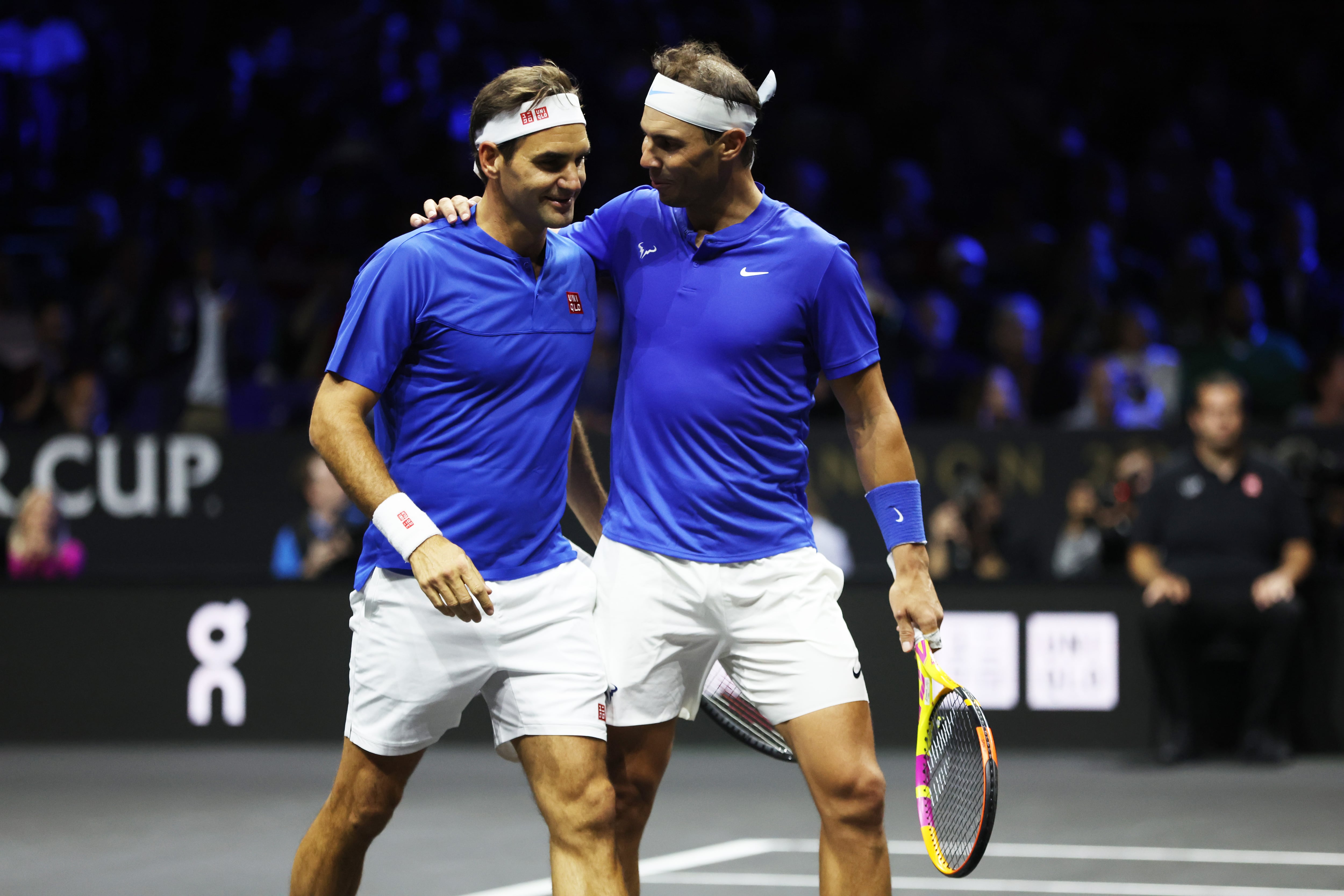 Roger Federer y Rafa Nadal durante la Laver Cup 2022