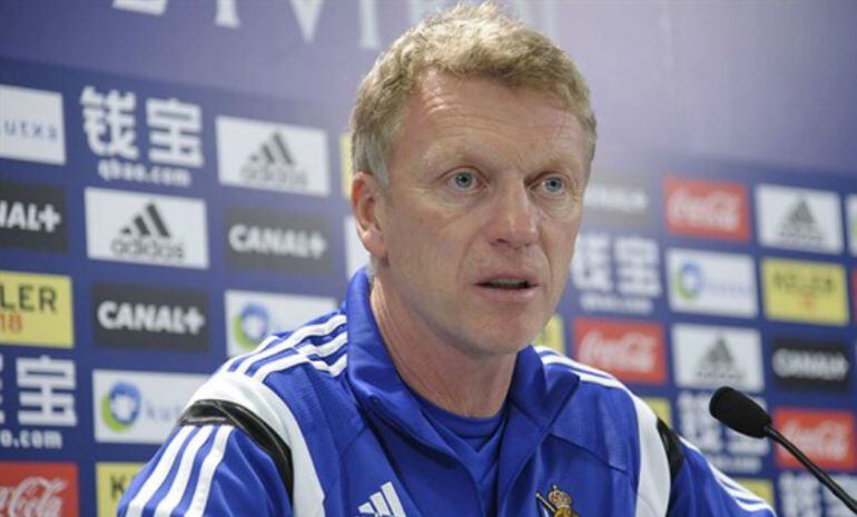 El técnico David Moyes comparece en Anoeta para hablar del derbi vasco ante el Athletic