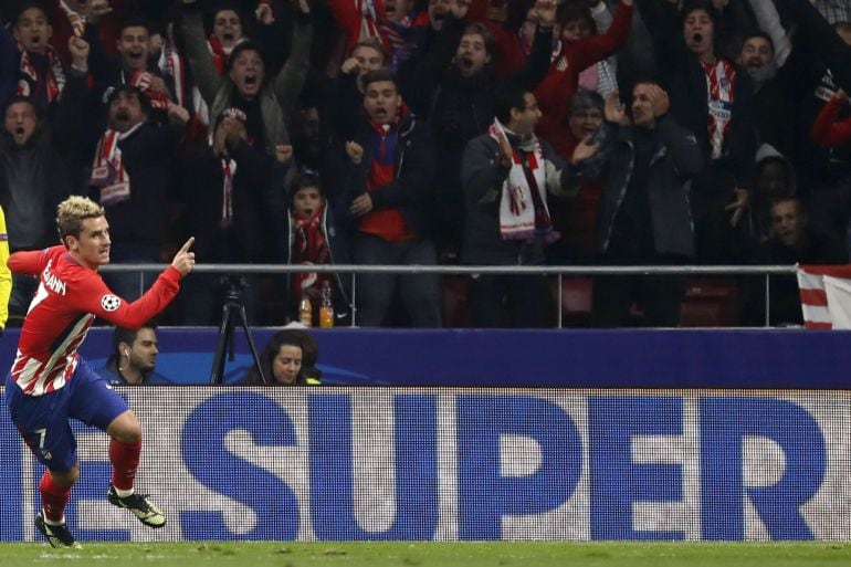 Griezmann celebra su gol a la Roma