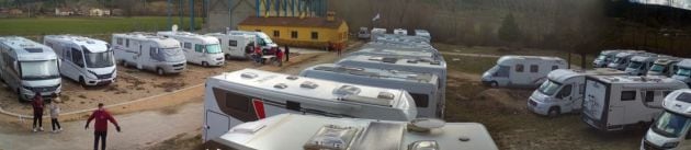 Área de autocaravanas de Vega del Codorno (Cuenca) durante su inauguración el fin de semana del 6 al 8 de marzo de 2020.