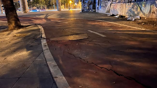 Estado que presenta un tramo del carril bici de Jerez