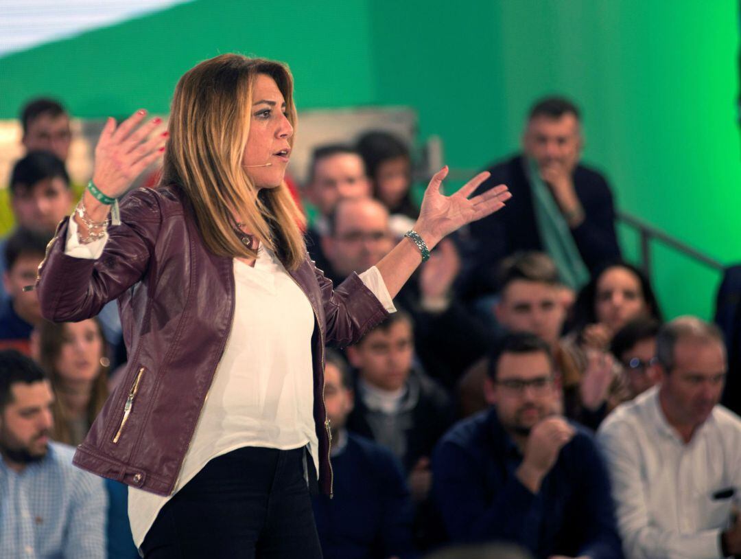 La secretaria general del PSOE de Andalucía, presidenta de la Junta y candidata a la reelección, Susana Díaz, participa en un acto público en Jaén