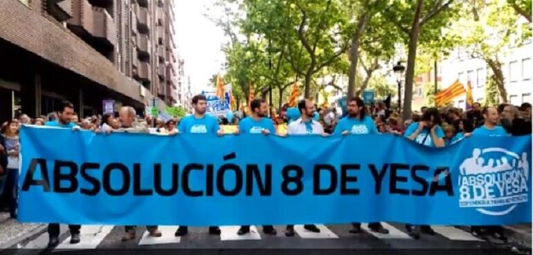 Momento de una de las manifestaciones realizadas en Zaragoza pidiendo la absolución 