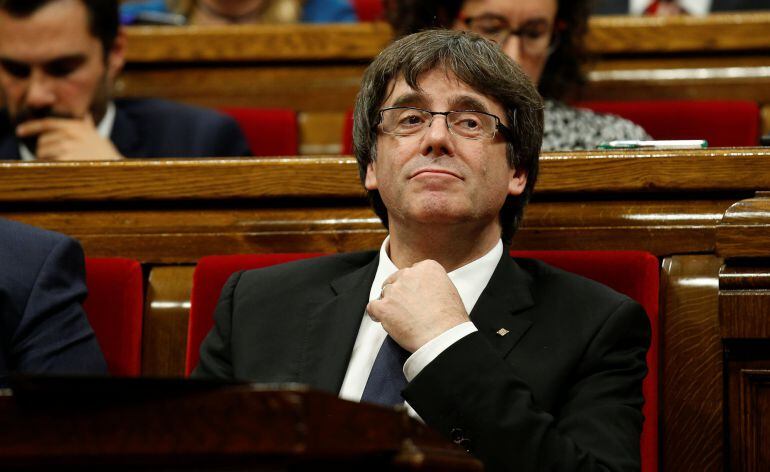 Carles Puigdemont, durante el pleno del Parlament del pasado martes.