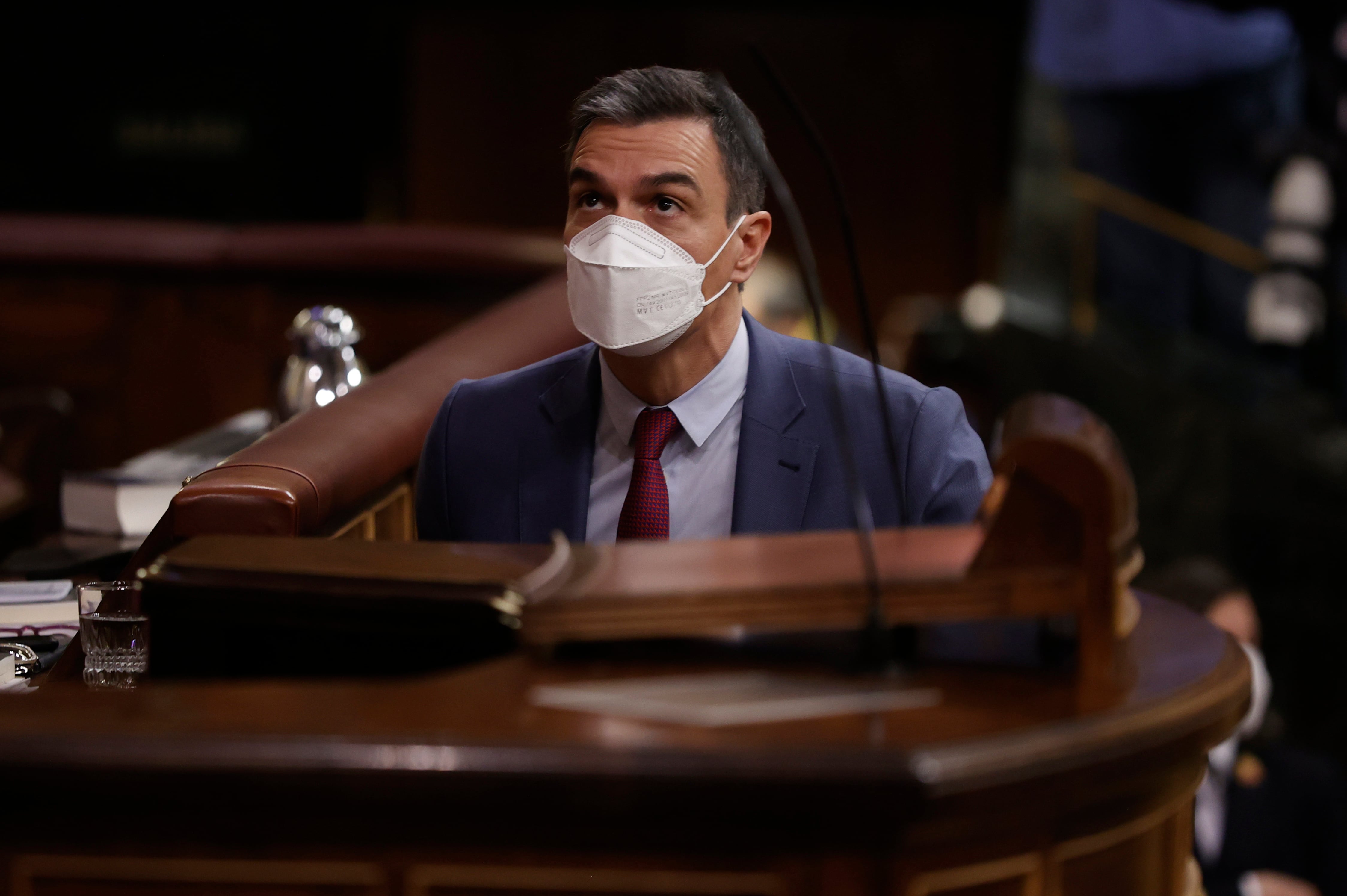 El presidente del Gobierno, Pedro Sánchez interviene en la sesión plenaria en el Congreso este miércoles.