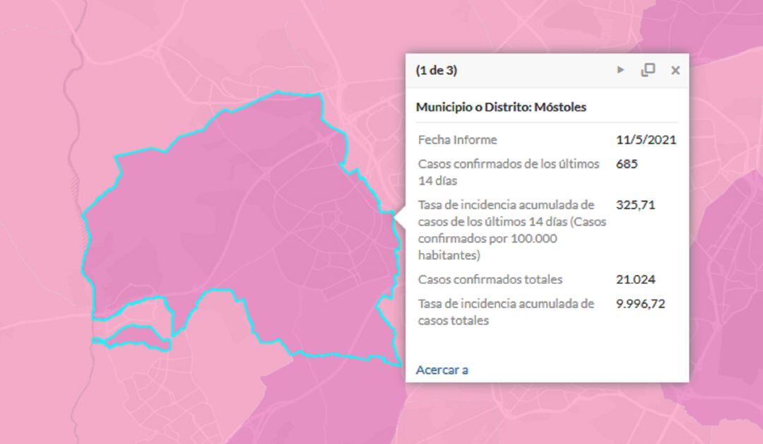 Situación epidemiológica en Móstoles a 11 de mayo de 2021