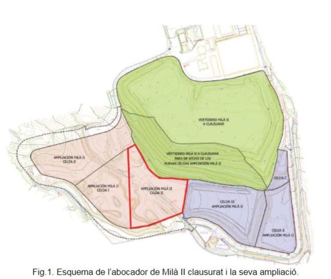 Esquema de les obres d'ampliació de Milà II.