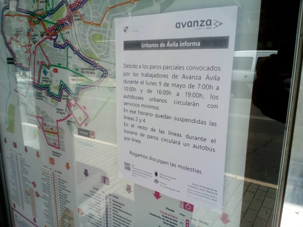 El primer paro parcial ha sido secundado por el 100% de los trabajadores de los autobuses urbanos en Ávila