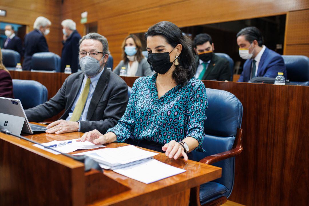 La portavoz de Vox, Rocío Monasterio, en una sesión plenaria en la Asamblea de Madrid