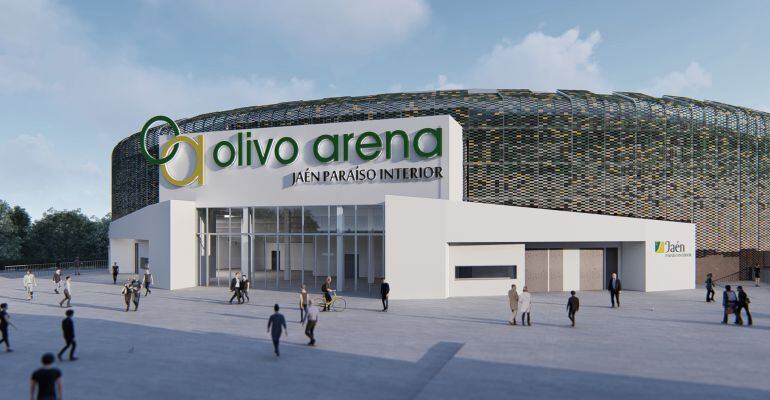 Recreación de la entrada al Olivo Arena.