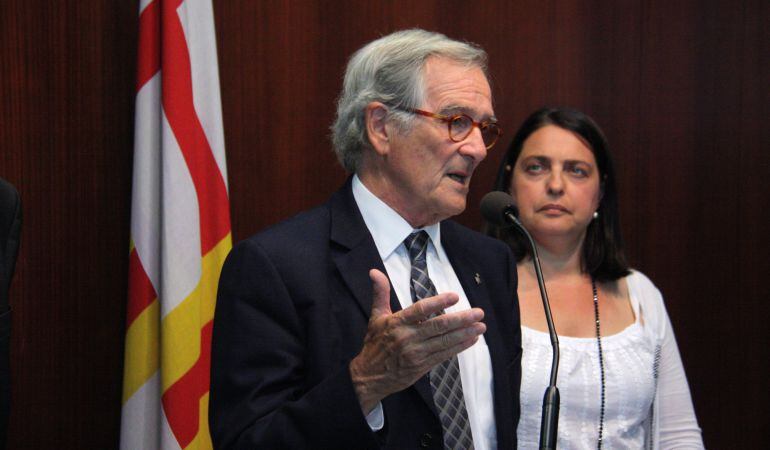 L'exalcalde de Barcelona, Xavier Trias, en la compareixença avui a la Sala de Grups de l'Ajuntament.