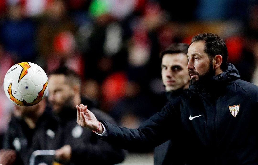 Pablo Machín en su último encuentro como entrenador del Sevilla FC.