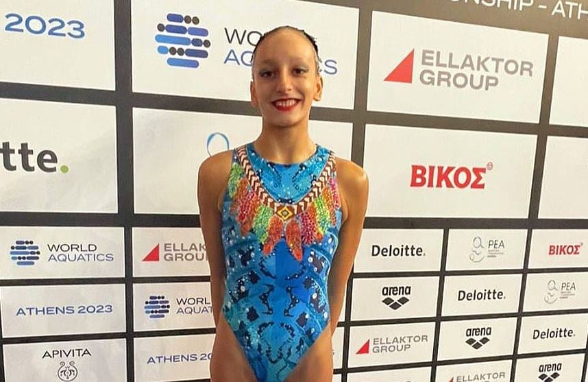 La nadadora Naia Álvarez durante su participación en el Mundial de Atenas