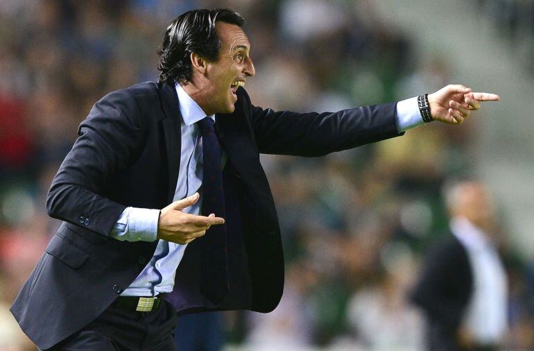 El entrenador del Sevilla, Unai Emery, durante el partido de Liga frente al Elche el pasado fin de semana
