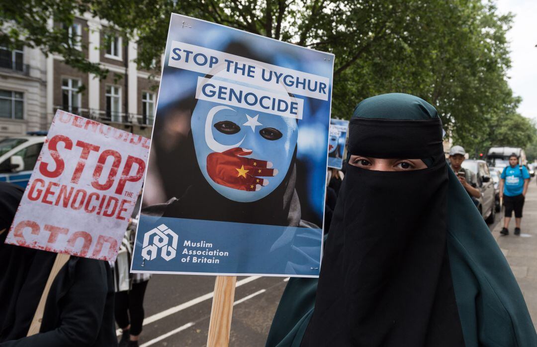 Protesta en solidaridad con los uigures en Londres.