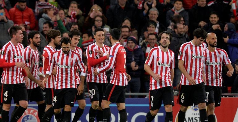 Football Soccer - Athletic Bilbao v Sassuolo - UEFA Europa League group stage - Group F - San Mames Stadium, Bilbao, Spain Athletic Bilbao celebrates a goal