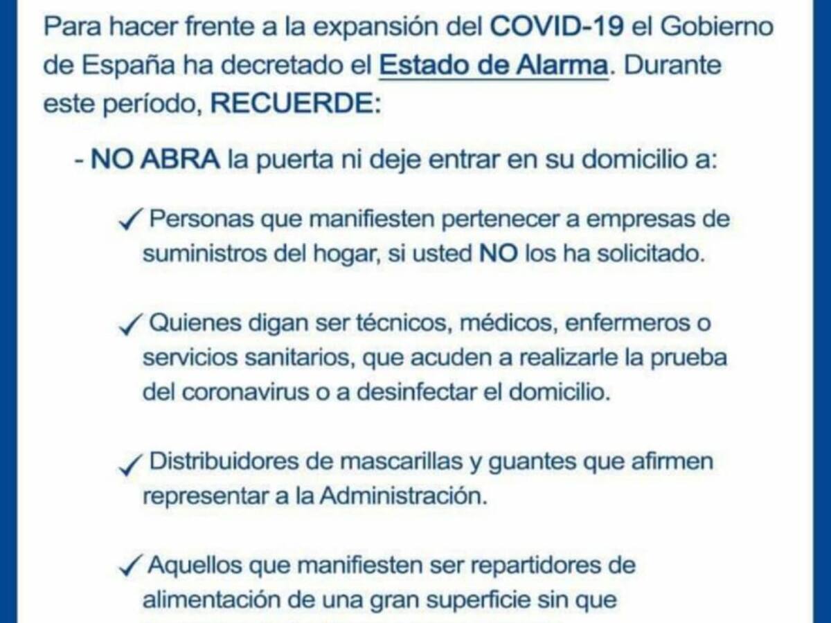 La Policía recuerda medidas preventivas: no abrir la puerta a desconocidos