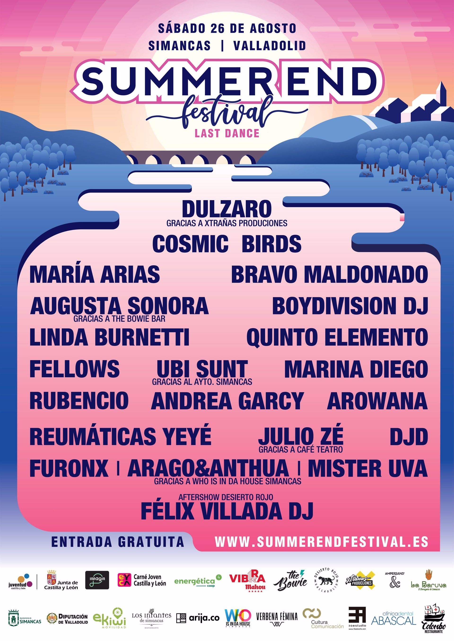 Cartel del festival Summer End que se celebra en Simancas este 26 de agosto.