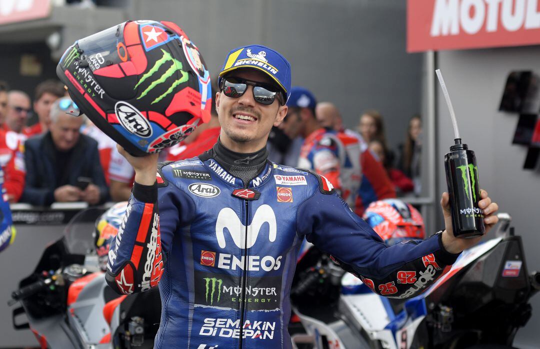 Maverick Viñales celebra una victoria durante esta temporada